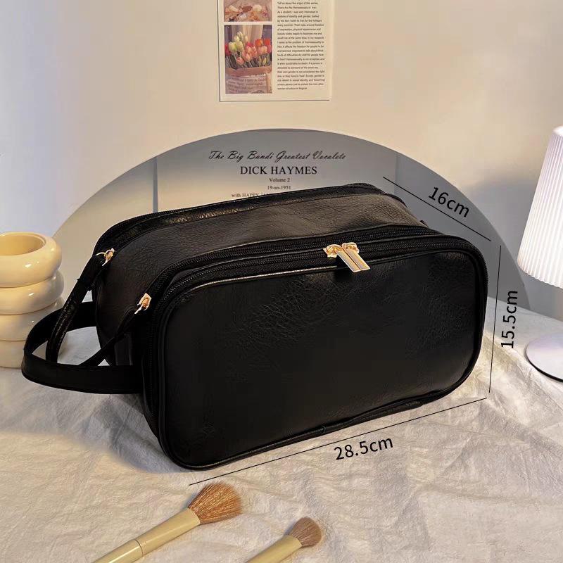 Velkokapacitní vodotěsná kosmetická a toaletní taška - dvojitý zip, přenosný cestovní úložný prostor pro péči o pleť.