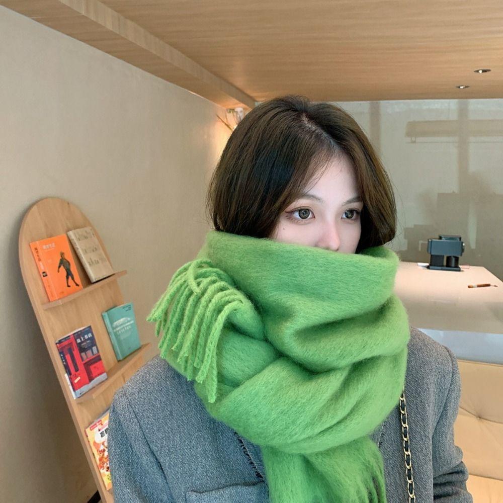 Soft Winter Cashmere Scarf Solid Color Shawl Wrap New Long Tassel Scarves Women