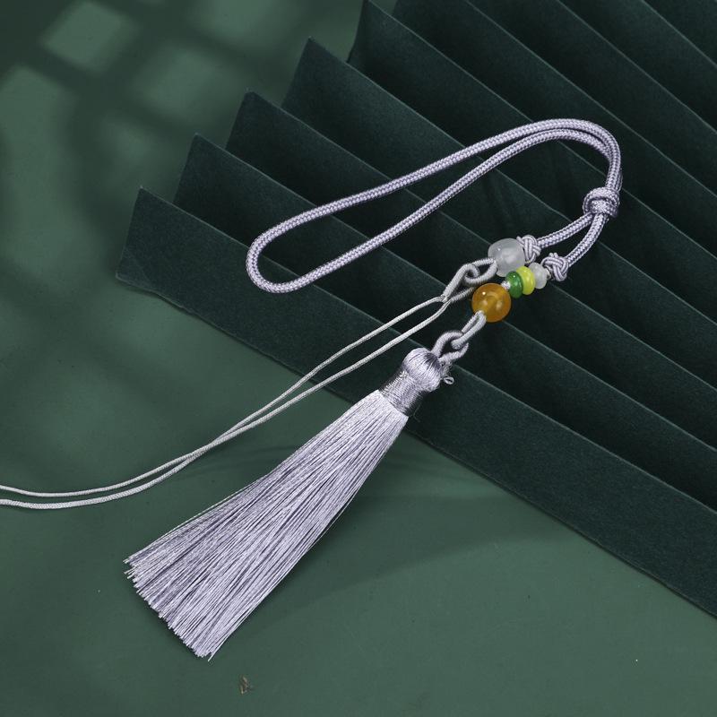 Exquisite Pearl and Jade Tassel Ornament with Pull Ring