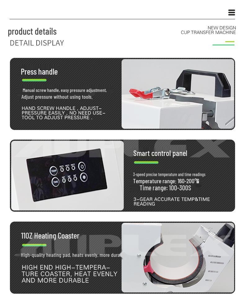 AUPLEX Handheld Mini Heat Press for Ceramic Mugs - DIY Sublimation Cup Machine