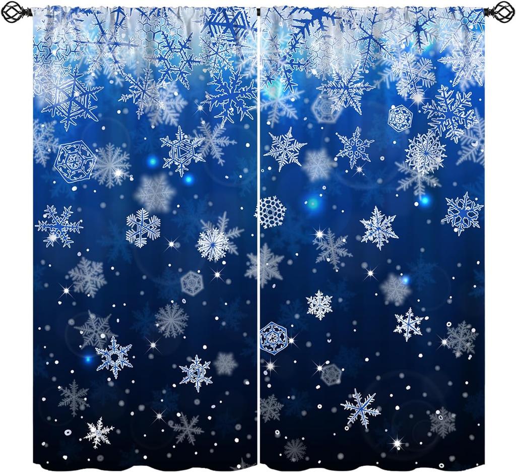 Kids Christmas Nutcracker Curtain Soldier Model Merry Xmas Window Treatments For Bedroom Living Room Snowflakes Winter Reddrapes