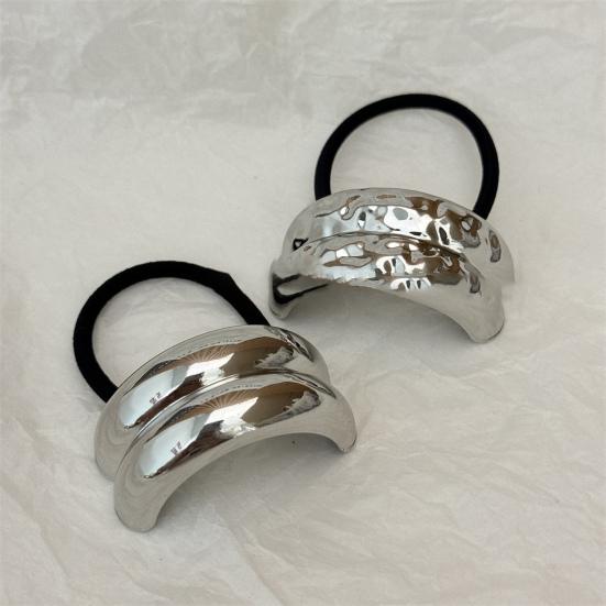 Women Headband Geometric Metal Decor High Elastic Hair Tie Versatile Styling Hair Rope Hair Accessories