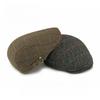 Men's Herringbone Plaid Woolen Flat Cap Fleece Lined Winter Warm Ivy Cap British Retro Gatsby Cabbie Hat Adjustable Strap