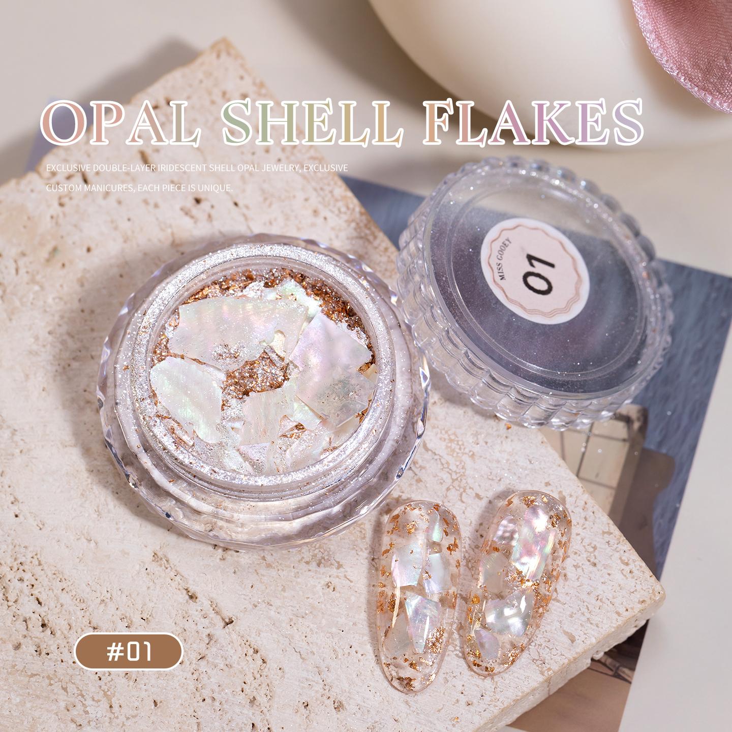 Missgooey Abalone Shell Flakes Opal Iridescent Nail Art Shells Irregular Natural Shell Fragments for Nail Decoration