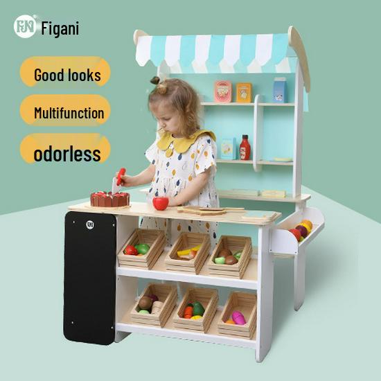Figani Wooden Play Grocery Store for Kids - Educational Role Play Toys