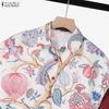 ZANZEA Women Short Sleeve Print Blouse and Long Pants Casual Two Piece Suit Sets