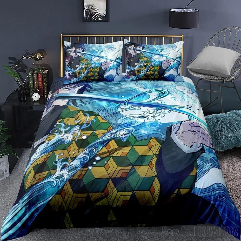 Anime Demon Slayer Cartoon Printed Duvet Cover Set HD Comforter Cover for Kids Bedding Sets Bedclothes Bedroom Decor