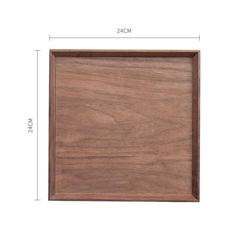 Square Tray Solid Wood Pallet Japanese Black Walnut Tableware Food Plate Rectangle Kitchen Supplies Hotel Serving Serving Tray