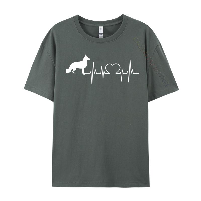 Gerunisex Shepherd Dog Gsd Heartbeat Printing TShirt Normal Coupons Male Valentine Day Tops Shirt Normal TShirt Premium Cotton