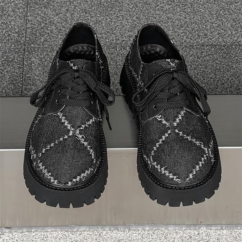 Mode Streetstyle Herren Flats mit runder Zehenpartie zum Schnüren Herren Freizeitschuhe Punk Trend Canvas Schuhe Klassisches Business Walking Schuhwerk Sneakers