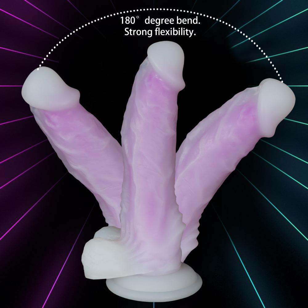 Female Realistic Dildo, Glowing Soft Silicone Penis, Clitoral & G-Spot Vibrator, Rechargeable Adult Sex Toy