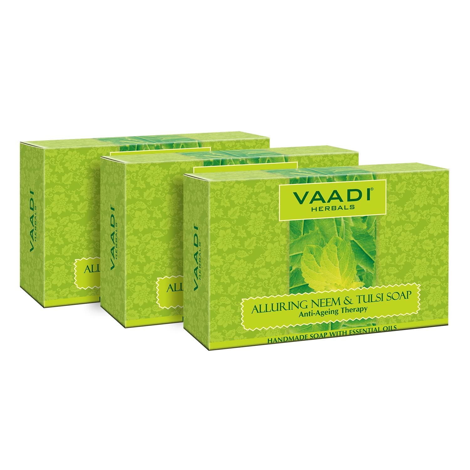 

Vaadi Herbals Neem Tulsi Soap With Vitamin E And Tea Tree Oil 75 G X Pack Of 3 Refreshing Cleansing Bar For Smooth Supple