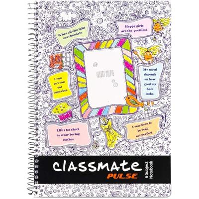 Classmate Pulse 6 Subject Notebook - 302 Pages | Single Line | Spiral Bound Notebook | Soft Cover