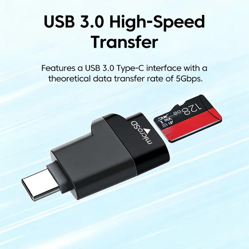 USB 3.0 Type-C Card Reader Universal TF Memory Card Adapter Compatible with Cellphones Laptops Tablets High Speed Transmission