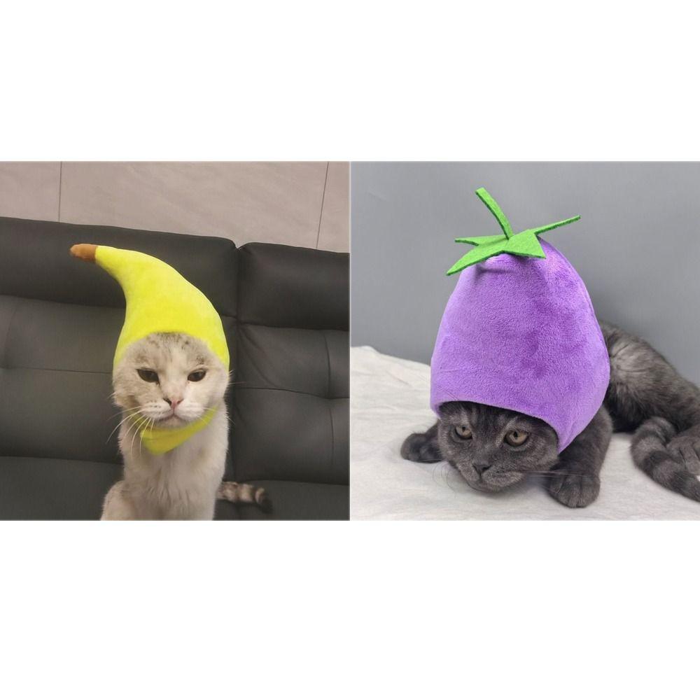 Adjustable Banana Cat Head Cover Cute Pet Headwear Funny Role-Playing Costume Pet Party