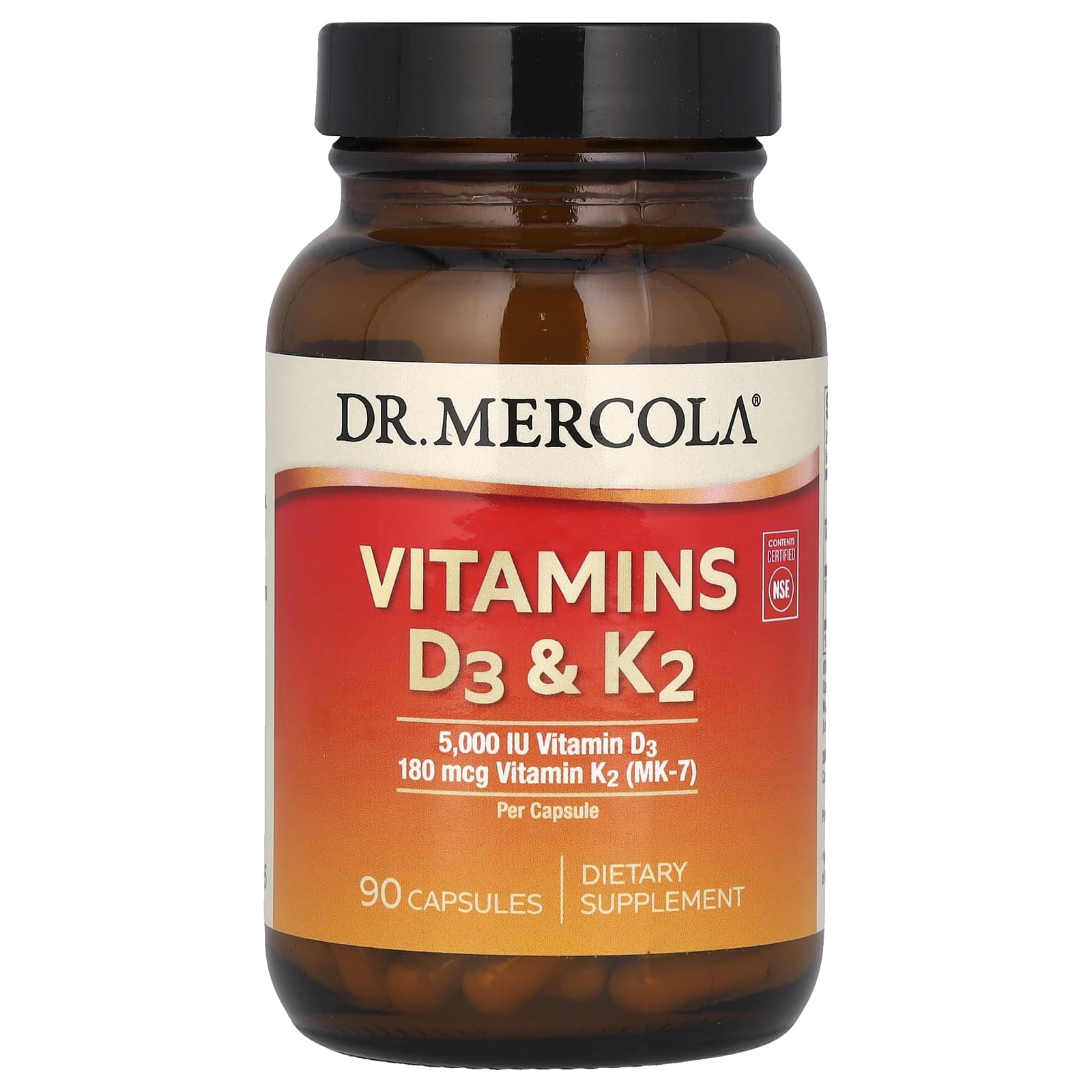 

Dr. Mercola, Vitamin D3 & K2, 90 Capsules
