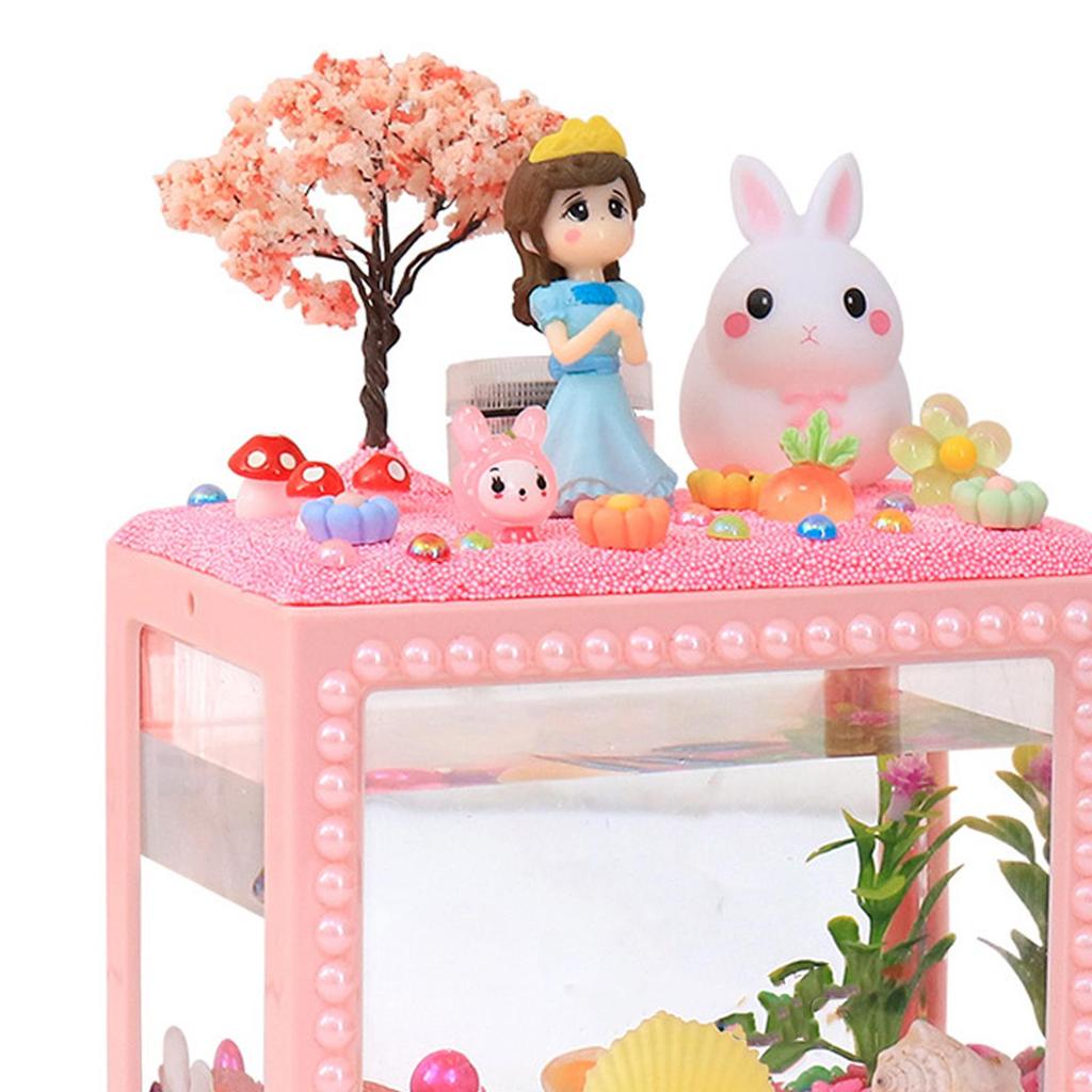 Akwarium DIY dla Dzieci Ręcznie Robiona Zabawka Mały Zbiornik na Ryby Dekoracja Biurkowa Ozdoba z Mikroklocków Prezent na Boże Narodzenie i Urodziny