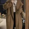 Women's Retro Lazy Style Mid-Length Wool Cardigan Coat - Autumn/Winter 2025