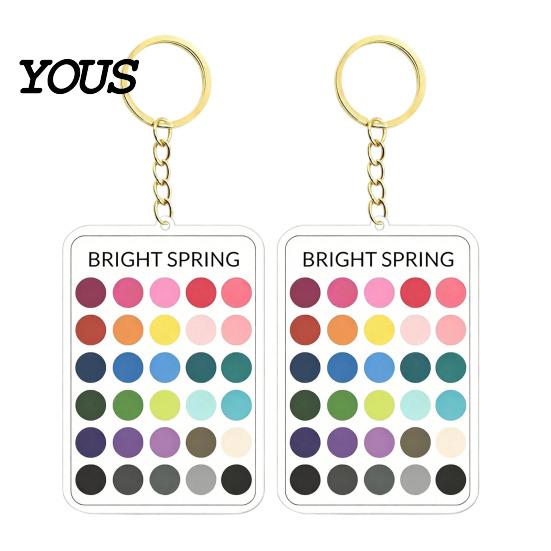 Wardrobe Color Matcher 2Pcs Palette Keychain Pendant, Clear Acrylic Season Analysis Swatches Matching Tool Keychain, Card, Gifts for Fashion