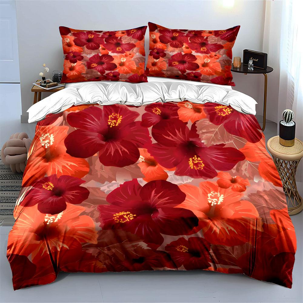 Tropical Floral Three-Piece Set  Kid'S And Adults' Bedroom Decor, Exquisite Three-Piece Bedding Set Gift
