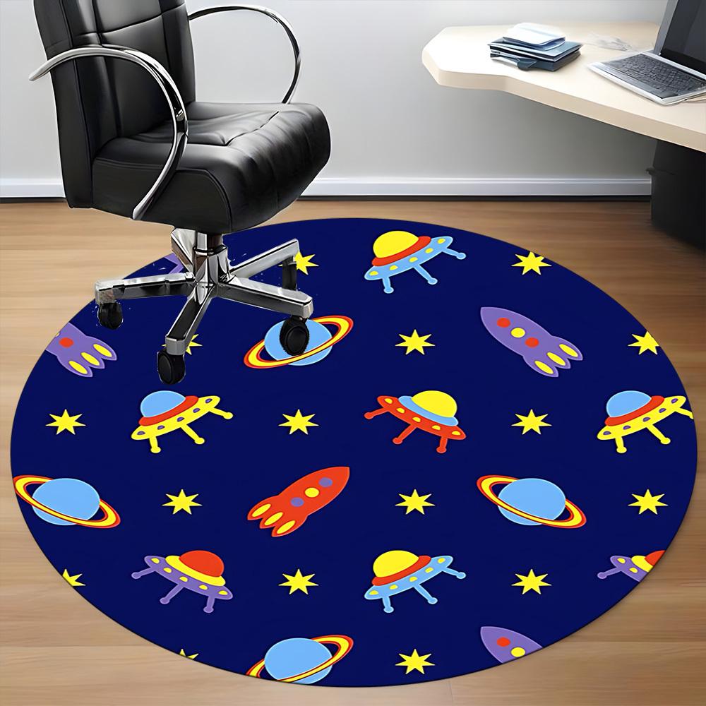 1pc Space Adventure Office Round Area Rug, Under Office Chairs Bedroom Living Room Home Decor, Room Deco, Available in Various Sizes