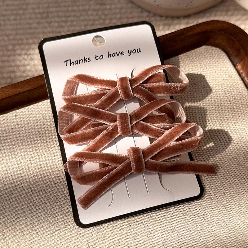 

Заколка для волос принцессы с бархатным бантом, женственная челка сбоку, заколка в виде утиного клюва, заколка для волос, головной убор розовый