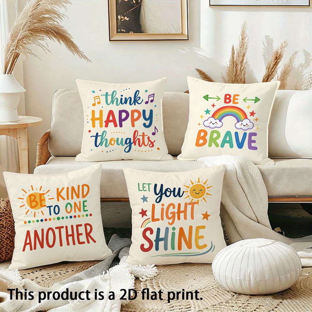 1/4Pcs Colorful Motivational Printable Pillowcases For Inspirational Home Decor Sofa Cushion Cover Home Bedroom Room Decoration