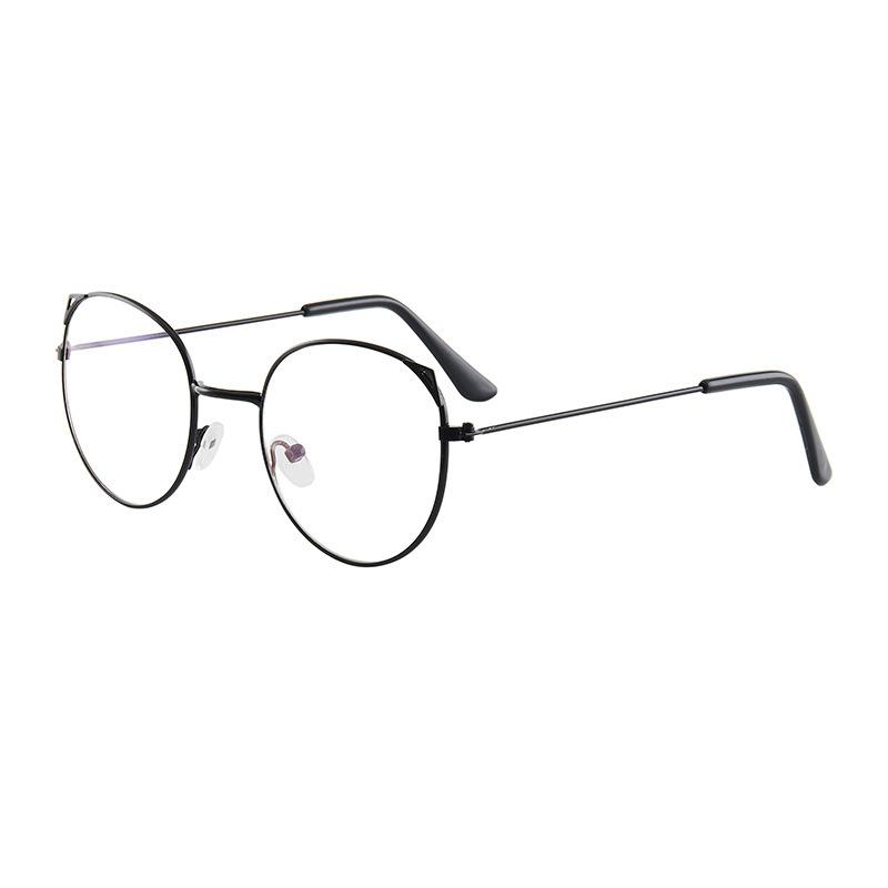 For Flat Cat Ears, Retro Round Face Frames, Glasses Frames, Literary And Anti-Blue Flat Glasses