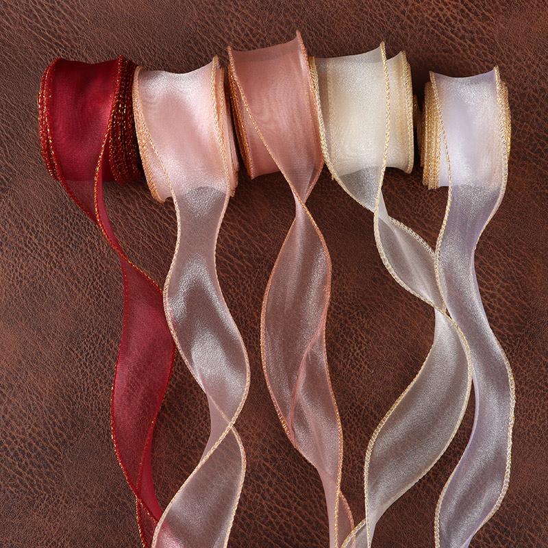 (10 Yards/Packung) 4cm Goldrand Wellenförmiges Garn Geschenkbox Bouquet Verpackungsmaterial Schleife Haaraccessoires Handgemacht DIY Dekoratives Spitze