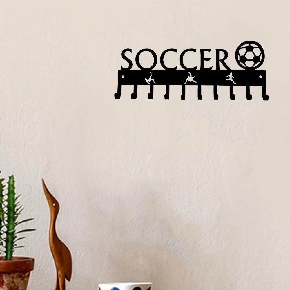 1 Stück Fußball mit Ball Medaillenaufhänger Rack Wandmontierter Haken - Heimdekor Aufbewahrungsregal für Wand