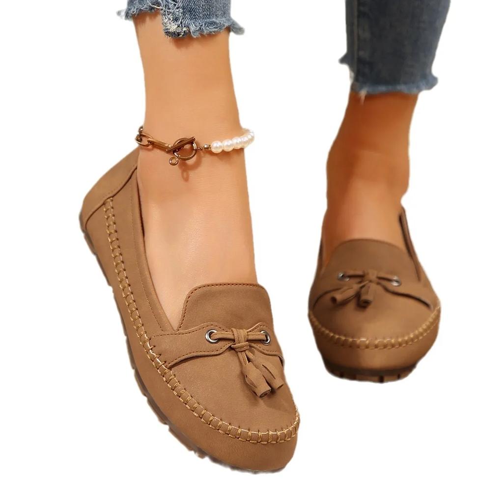 Spring Size 43 Sewing Women's Shoes Comfortable Non-slip Flats Lace-up Soft Sole Women Casual Shoes Comfort Women Loafers2025