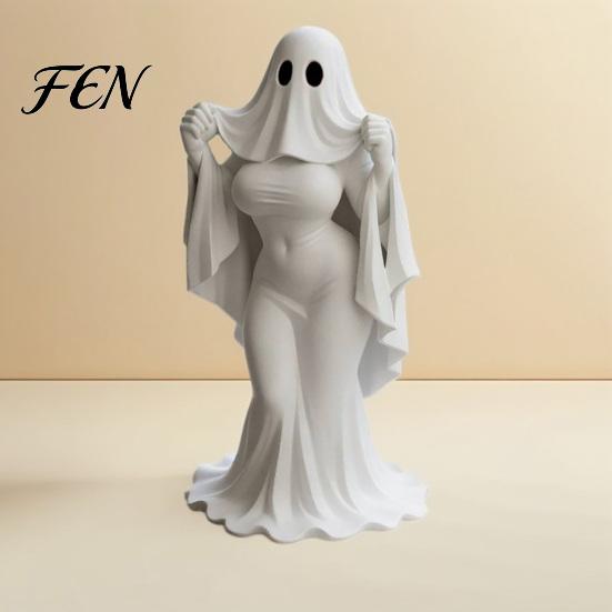 3D Printed Figurine Ghost Lady Ornament, Durable PLA Printing Halloween Figure, Smooth Surface Collectible Full of Mystery Collectible, for