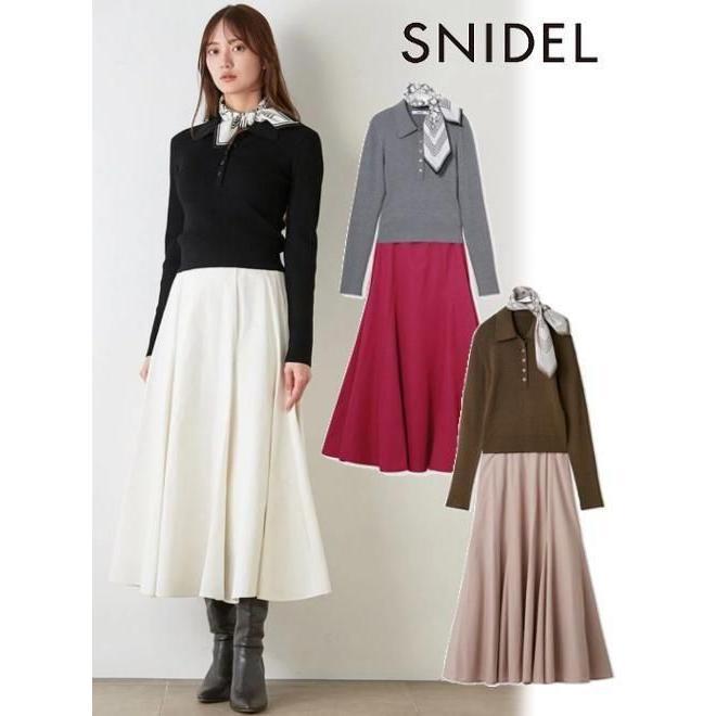 (Sale 60% OFF) snidel / Snidel Polo with scarf x flare skirt 25 Fall/Winter. SWNO255086