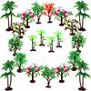 OrgMemory 19 Diorama Trees, 7.5-14cm, Jungle Cake Decoration Model with Base, Miniature Garden Trees, Dioramas, Model Trains, Structures