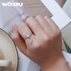 WOSTU 925 Sterling Silver Shining Pink Zircon Little Bear Balloon Ring for Women Birthday Gift Jewelry