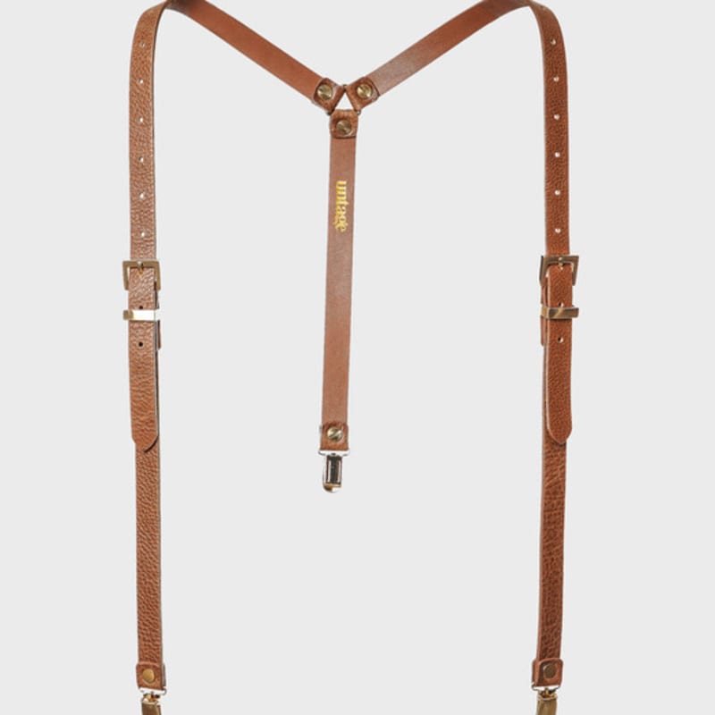 

UNTAGE Квадратная петля Тонкие кожаные подтяжки[Коричневый](UNISEX)]_UTA-FM32 S