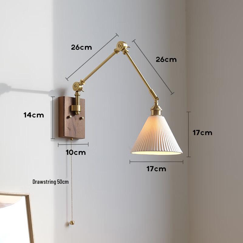 Used Copper French Retro Wabi-Sabi Style Swing Arm Wall Sconce for Bedroom or Living Room.