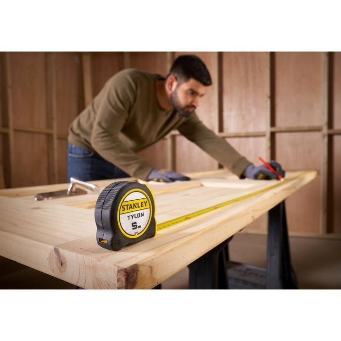 Mesure à ruban stanley - 0-30-697 - 5m x 19mm - ruban en acier laqué avec crochet 2 rivets