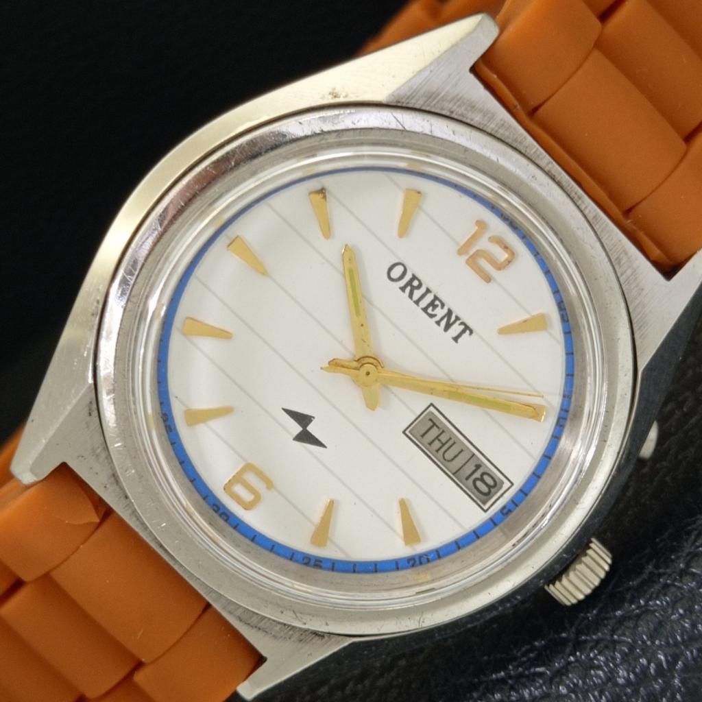 

ЯПОНИЯ ВИНТАЖ ORIENT АВТОМАТИЧЕСКИЕ 46941 МУЖСКИЕ ЧАСЫ С БЕЛЫМ ЦИФЕРБЛАТОМ a700157-5 R201-a700157