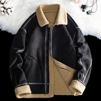 Men and Women with the Same Japanese Vintage Lapel Granular Cashmere Winter Suede Cotton Jacket