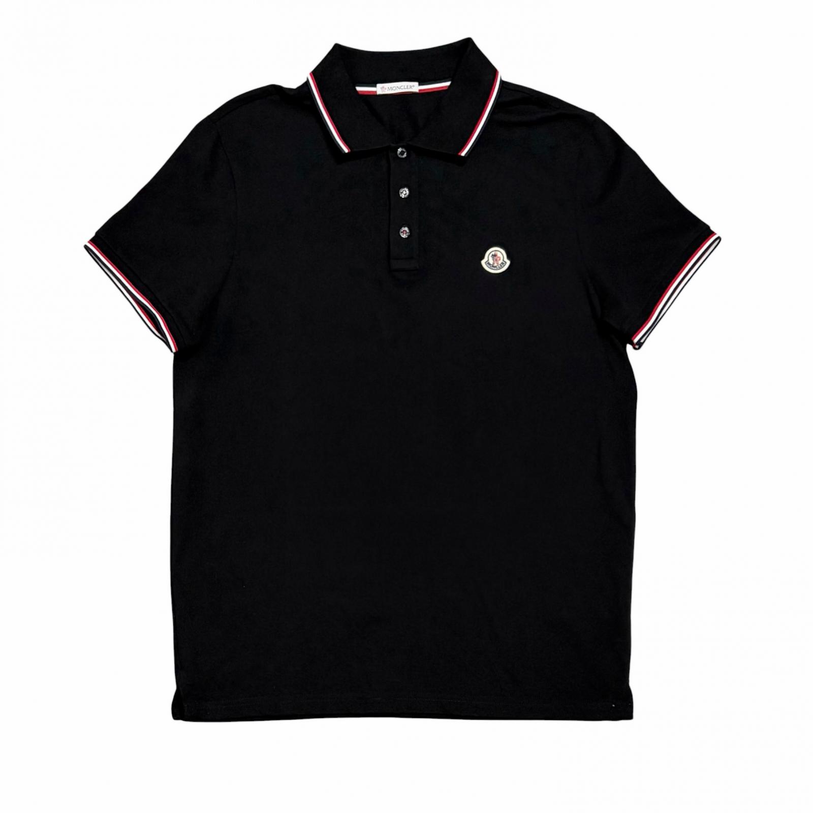 MONCLER Tricolor Polo Shirt Black Men s Size M Model I10918A70300 84556 M чёрный