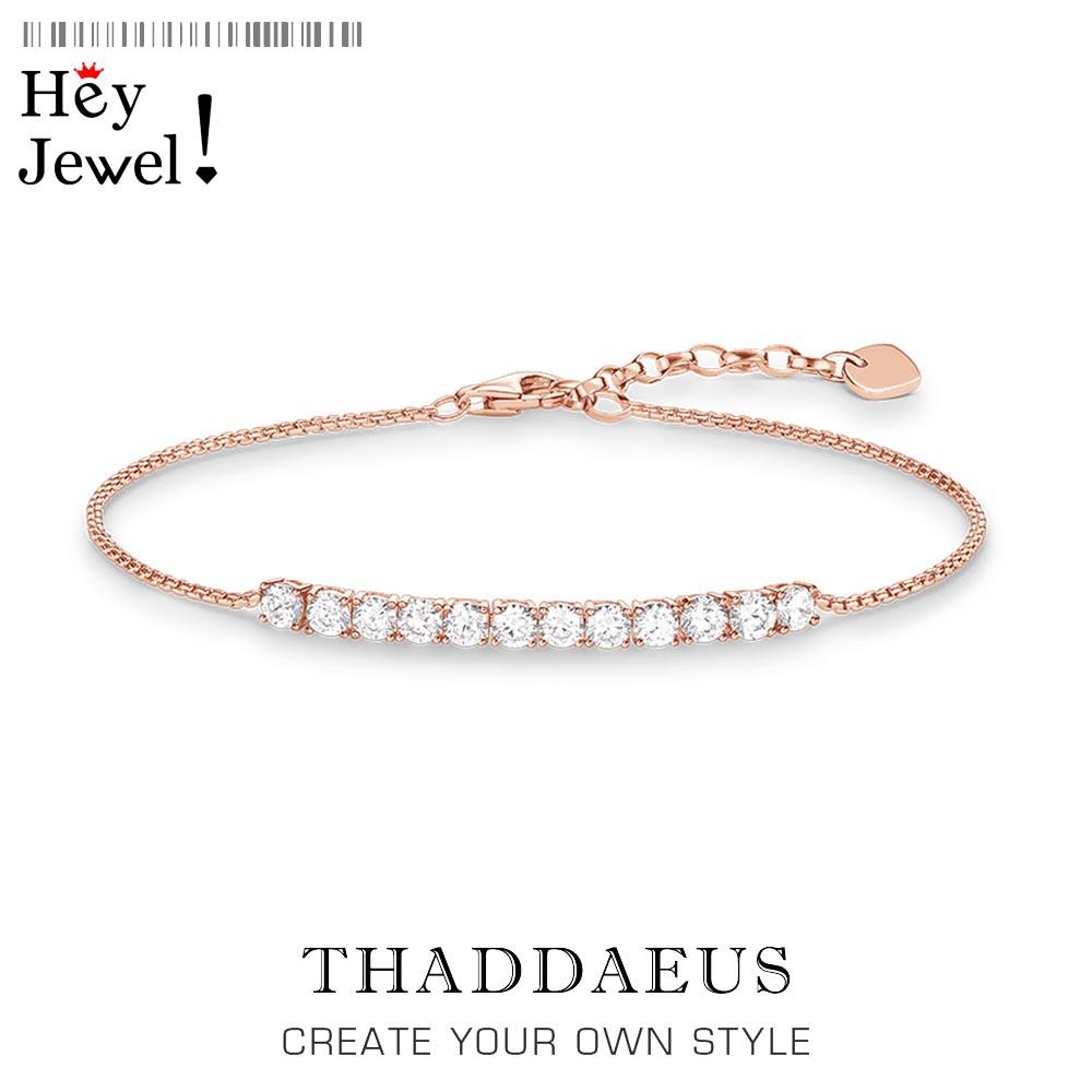 

Golden Bracelet Rose Gold White Stones Summer 925 Silver Jewelry Romantic Gift For Women 17-22cm