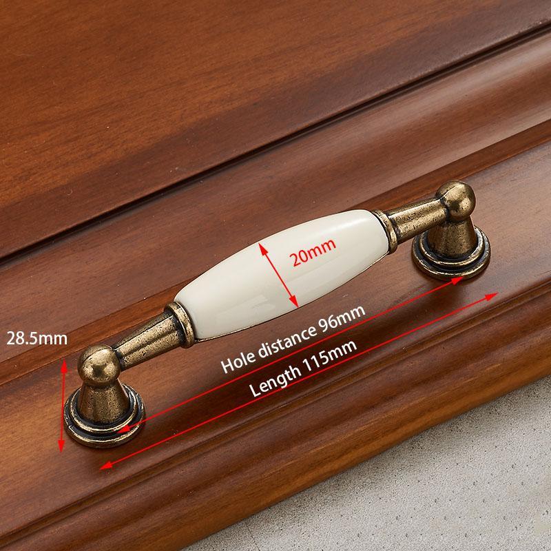 KAK Antique Bronze Ceramic White Cabinet Handles Zinc Alloy Drawer knobs Wardrobe Door Handle Simple European Furniture Hardware