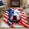Patriotic Pitbull Design Patterned Carpet, Non Slip Mat Suitable for Living Room and Bedroom Sofas