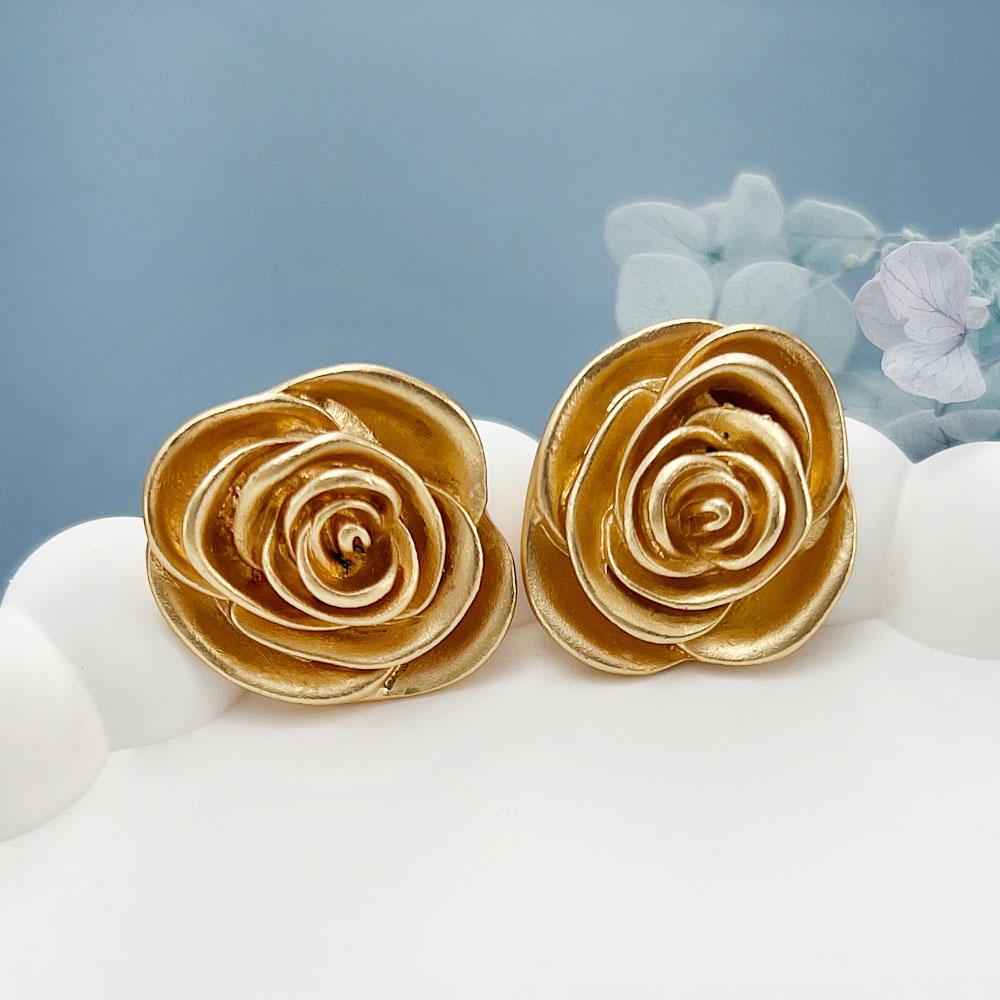 

Серьги SIMJOO Antique Gold Rose для женщин, французские легкие роскошные трехмерные серьги-камелии, европейские ретро-серьги с цветами золотой