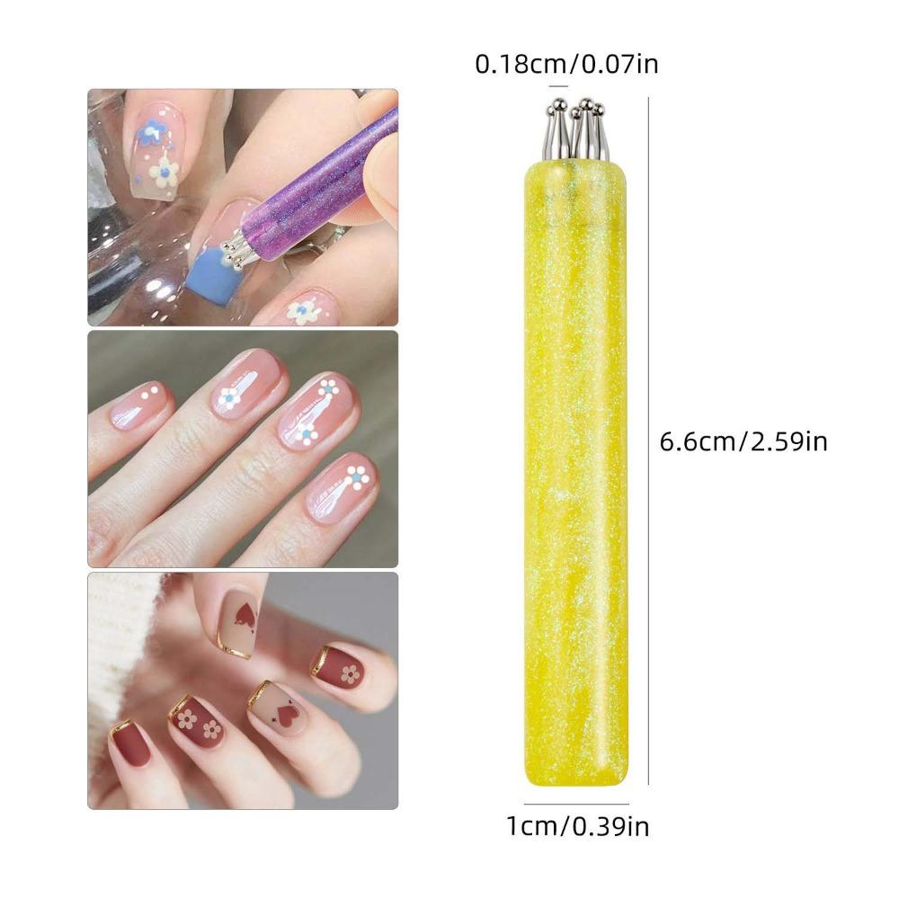 5 Petal Flower Nail Dotting Pen One Stroke Flower Design Tool Acrylic Handle Dotting Tool for DIY Nail Art Easy Nail Painting