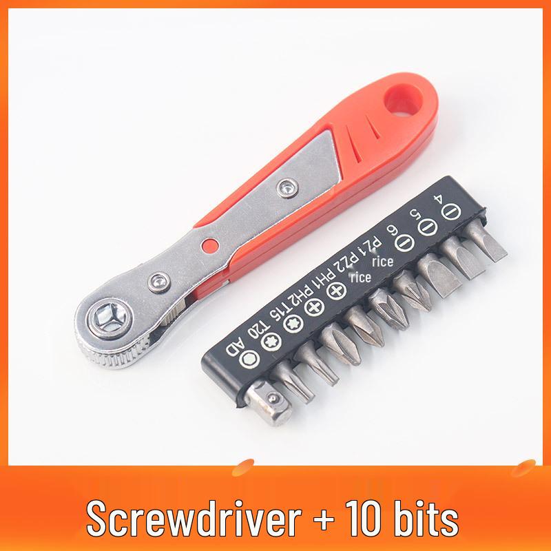 Compact 36-Tooth Ratchet Screwdriver for Tight Spaces with L-Shaped Bent Wrench