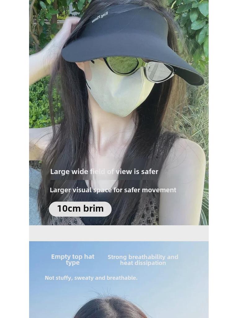 Women's Seamless Sun Protection Hat: Large Brim, Hollow Top for Cycling In Spring and Summer