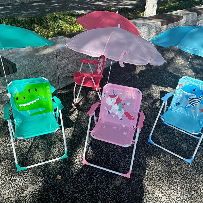 Barn Strand Fällbar Campingstol - Barn Campingstol med Utomhusparaply - Lättviktig och Robust -