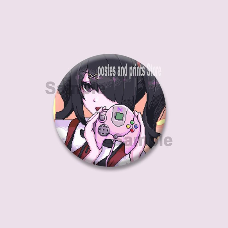 Pop Game Needy Streamer Overload Button Pins Cartoon KAngel Cosplay Badge Ame-chan Round Brooch Bag Hat Decor Jewelry Toys Gifts